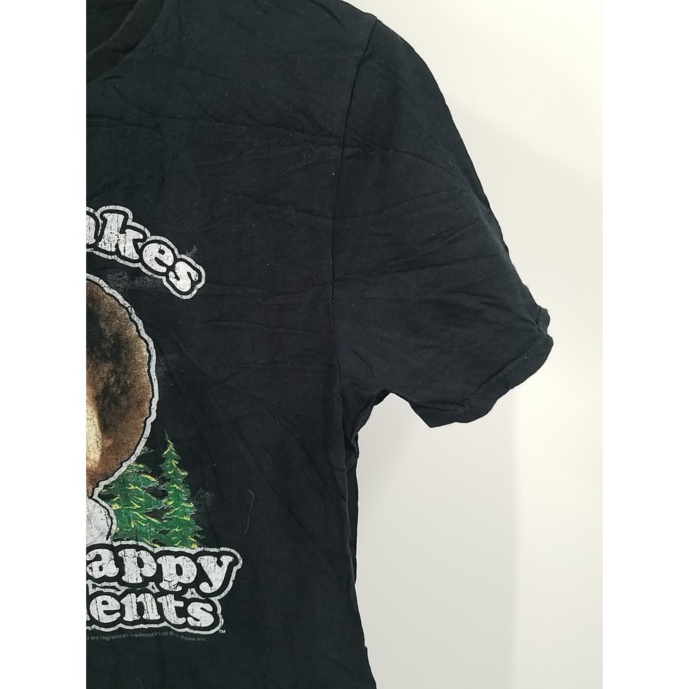 Bob Ross No Mistakes Just Happy Accidents Graphic T-Shirt Black Mens Medium - Picture 4 of 6